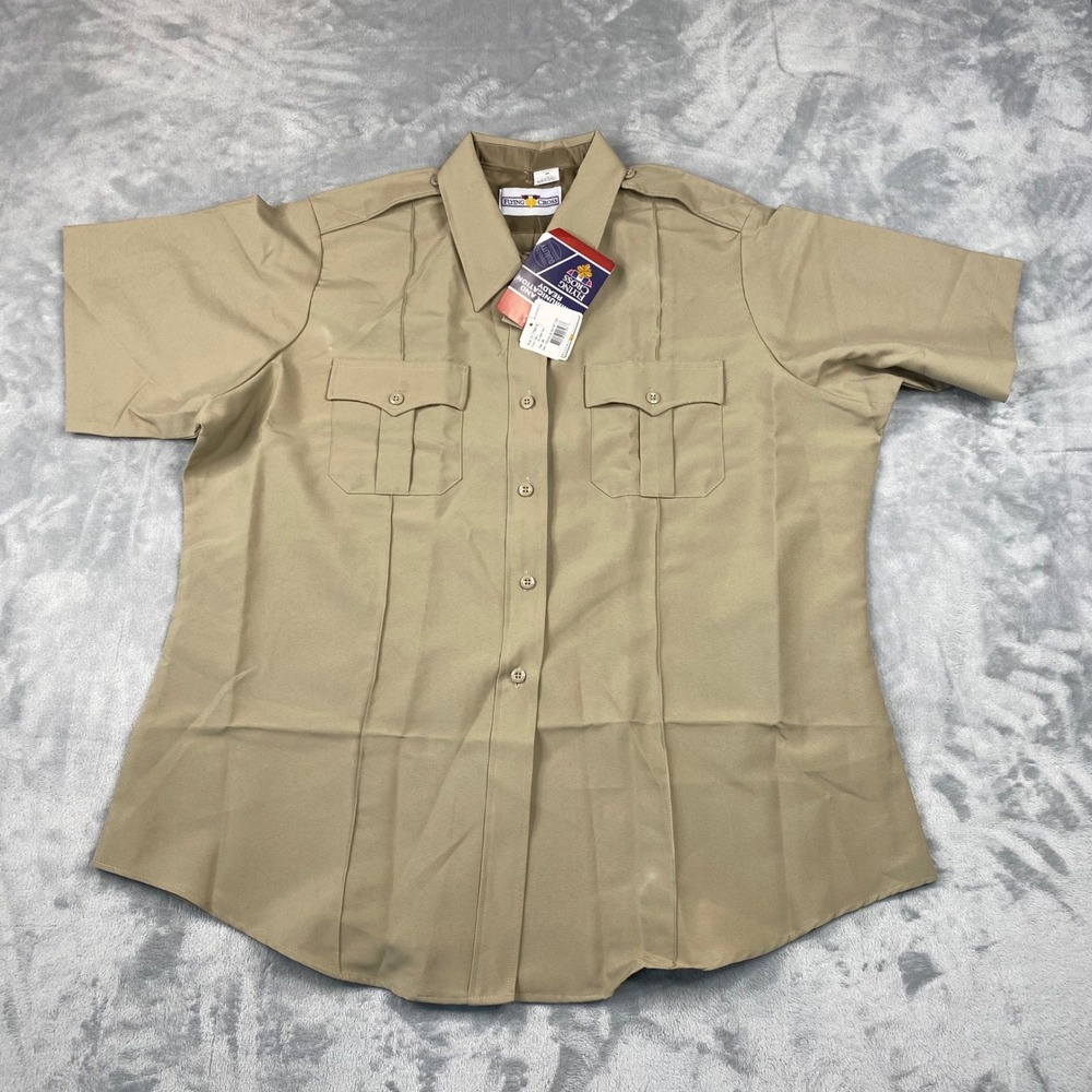 (Lot of 2) Flying Cross Uniform Silver Shirt Tan Short Sleeve Womens Size 48 NEW - Picture 2 of 12